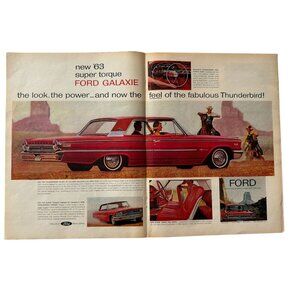 Vintage 63 Ford Fairlane Galaxie 4 Page Cut Advertisement Print Ad 1962 READ